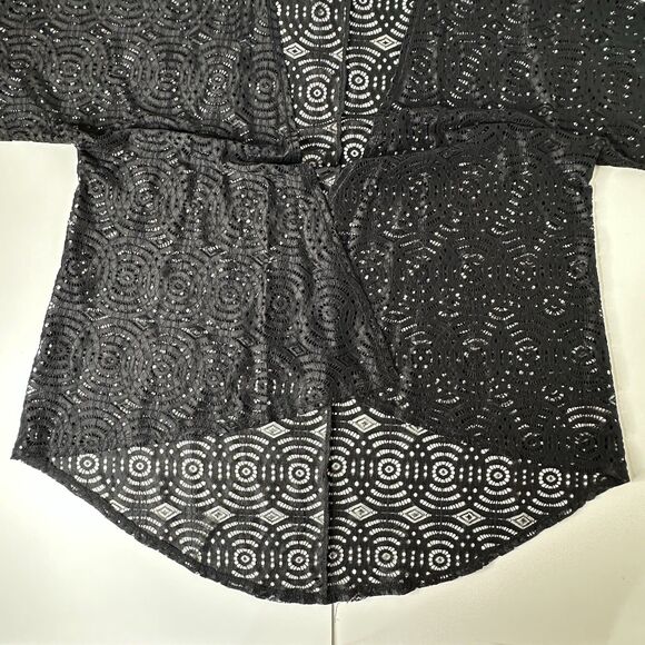 Black Lace Kimono Cardigan LuLaRoe Sz M Open Front Sheer Cover Up Boho Festival - Picture 13 of 14